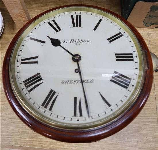 A Victorian mahogany fusee wall timepiece by E. Rippon, Sheffield, diameter 36cm